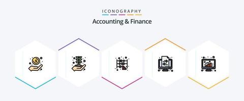 comptabilité et la finance 25 ligne remplie icône pack comprenant grandir. transaction. croissance. finance. Bureau vecteur