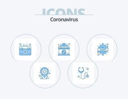 coronavirus bleu icône pack 5 icône conception. maladie. avertissement. boîte. alerte. signe vecteur