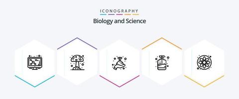 la biologie 25 ligne icône pack comprenant science. atome. grandir. croissance. décoratif vecteur