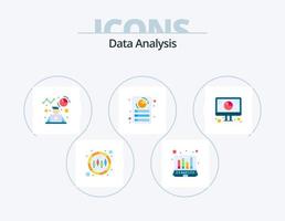 Les données une analyse plat icône pack 5 icône conception. base de données. rapport. avatar. graphique. document vecteur