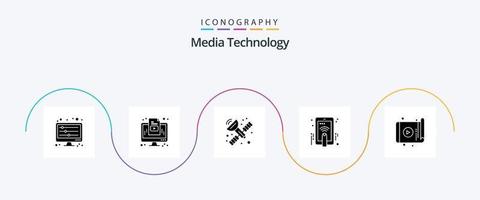 médias La technologie glyphe 5 icône pack comprenant technologie. application. communication. geste. main toucher vecteur
