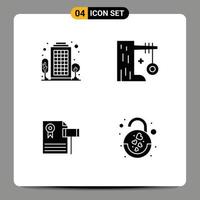 pack de 4 Créatif solide glyphes de bâtiment enchères vivant zone été coûteux modifiable vecteur conception éléments