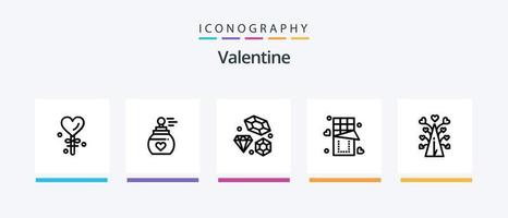 Valentin ligne 5 icône pack comprenant mariage. l'amour. bonbons. gâteau. romantique. Créatif Icônes conception vecteur