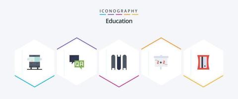 éducation 25 plat icône pack comprenant . éducation. information. tableau noir. des dossiers vecteur
