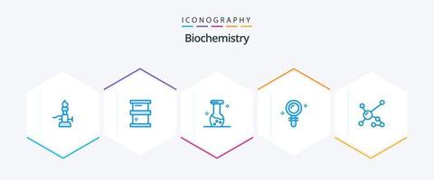 biochimie 25 bleu icône pack comprenant atome. trouver. dangereux. laboratoire. chimie vecteur