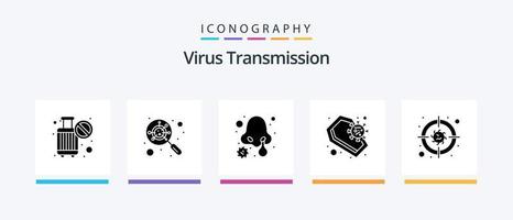 virus transmission glyphe 5 icône pack comprenant bactéries. infection. froid. décès. cercueil. Créatif Icônes conception vecteur