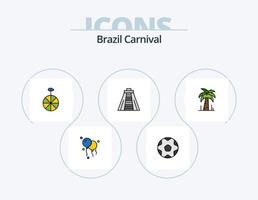 Brésil carnaval ligne rempli icône pack 5 icône conception. doux. sucette. arbre. bonbons. carnaval vecteur