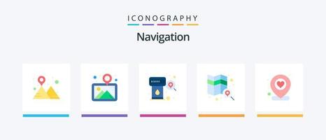 la navigation plat 5 icône pack comprenant emplacement. recherche. broche. carte. recherche. Créatif Icônes conception vecteur