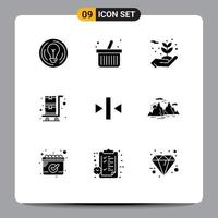Stock vecteur icône pack de 9 ligne panneaux et symboles pour retour jouer énergie achats chariot achats modifiable vecteur conception éléments