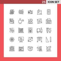 mobile interface ligne ensemble de 25 pictogrammes de application La technologie temps affaires identité modifiable vecteur conception éléments