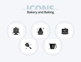 cuisson glyphe icône pack 5 icône conception. pâtisserie. glace. mesure. dessert. dessert vecteur