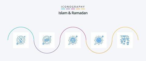 Islam et Ramadan bleu 5 icône pack comprenant Islam. musulman. cacher. halal. musulman vecteur