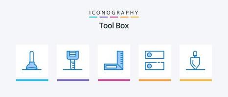 outils bleu 5 icône pack comprenant outils. jardinage. construction. équipement. système. Créatif Icônes conception vecteur
