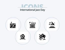 international le jazz journée glyphe icône pack 5 icône conception. la musique . tambour . la musique . gramophone vecteur