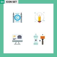 4 universel plat icône panneaux symboles de affaires orateur numérique crayon une baignoire modifiable vecteur conception éléments
