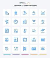 Créatif tourisme et Extérieur des loisirs 25 bleu icône pack tel comme air. vitesse. thé. haut. balle vecteur