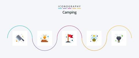 camping plat 5 icône pack comprenant . torche. emplacement. lumière. mon chéri vecteur