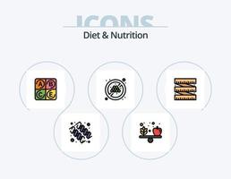régime et nutrition ligne rempli icône pack 5 icône conception. régime. vitamine. régime. supplément. régime vecteur