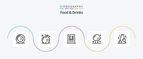 nourriture et les boissons ligne 5 icône pack comprenant aliments. cuisson. aliments. repas. les boissons vecteur