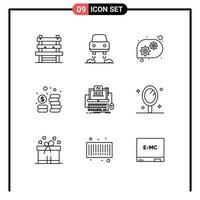 9 thématique vecteur grandes lignes et modifiable symboles de écran ordinateur technique Aidez-moi codage argent modifiable vecteur conception éléments