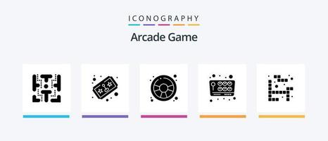 arcade glyphe 5 icône pack comprenant jeu. amusement. courses auto. jouer. manette. Créatif Icônes conception vecteur