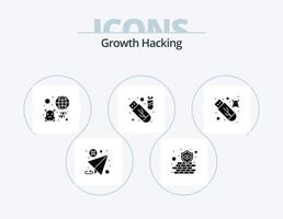 le piratage glyphe icône pack 5 icône conception. ddos. attaque. bouclier. USB. infection vecteur