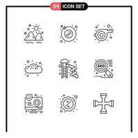 ensemble de 9 moderne ui Icônes symboles panneaux pour glissière Pâtisserie la musique DVD chignon boulangerie modifiable vecteur conception éléments