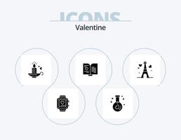 Valentin glyphe icône pack 5 icône conception. l'amour. l'amour. ballon. journée. Valentin vecteur