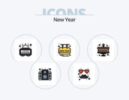 Nouveau année ligne rempli icône pack 5 icône conception. faire la fête. du vin verre. souvenir. du vin. drapeau vecteur