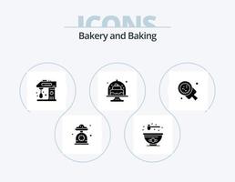 cuisson glyphe icône pack 5 icône conception. gâteau. cuit. bol. mixer. cuisinier vecteur