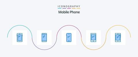 mobile téléphone bleu 5 icône pack comprenant . vecteur