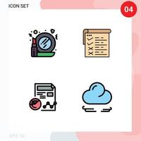 mobile interface ligne remplie plat Couleur ensemble de 4 pictogrammes de verre graphique faire en haut rapport analytique modifiable vecteur conception éléments