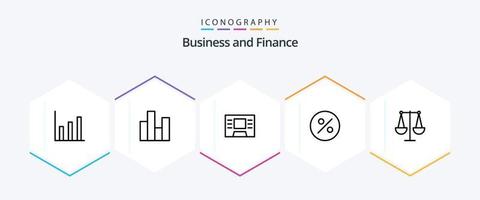 la finance 25 ligne icône pack comprenant . Balance. au m. finance. équilibré vecteur