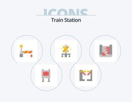 train station plat icône pack 5 icône conception. broche. emplacement. drapeau. train. signe vecteur