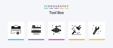 outils glyphe 5 icône pack comprenant outil. outil. bâtiments. rouleau. colorant. Créatif Icônes conception vecteur