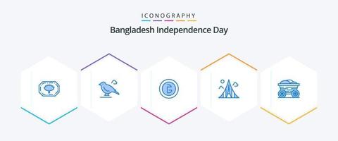 bangladesh indépendance journée 25 bleu icône pack comprenant chariot. repère. entreprise. domaine. bâtiment vecteur