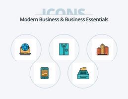 moderne affaires et affaires essentiel ligne rempli icône pack 5 icône conception. iPad. appareil. entreprise. ordinateur. en ligne vecteur