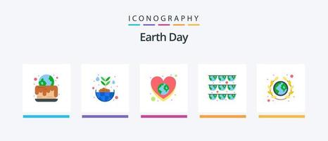 Terre journée plat 5 icône pack comprenant Terre. faire la fête. Terre. vert. Terre. Créatif Icônes conception vecteur