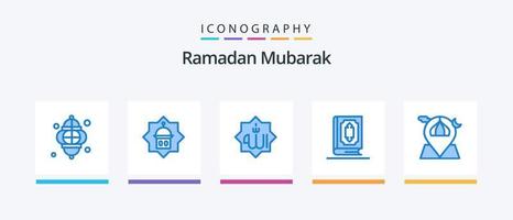 Ramadan bleu 5 icône pack comprenant Islam. coran. Islam. calligraphie. marquer. Créatif Icônes conception vecteur
