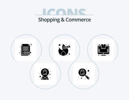 achats et Commerce glyphe icône pack 5 icône conception. achats. vente. note. offre. Feu vecteur
