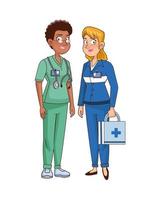 personnages avatars professionnels féminins paramédicaux et chirurgiens vecteur