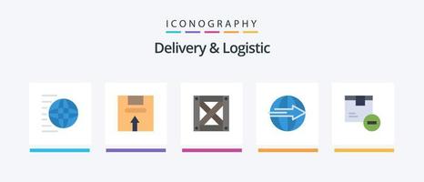 livraison et la logistique plat 5 icône pack comprenant la logistique. livraison. la logistique. cargaison. bois. Créatif Icônes conception vecteur