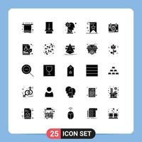 mobile interface solide glyphe ensemble de 25 pictogrammes de calendrier rang équipement qualité signet modifiable vecteur conception éléments