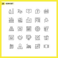 25 utilisateur interface ligne pack de moderne panneaux et symboles de remplissage social conception question bavarder modifiable vecteur conception éléments
