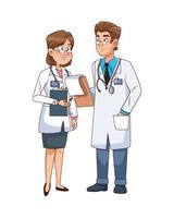 illustration vectorielle de personnages de couple médecin professionnel vecteur