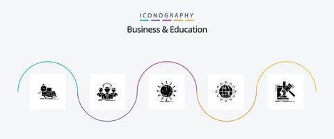 affaires et éducation glyphe 5 icône pack comprenant référencement. monde. grouper. enfants. réseau vecteur