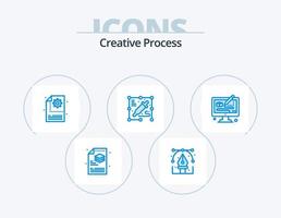 Créatif processus bleu icône pack 5 icône conception. processus. processus. stylo. créatif. réglage vecteur