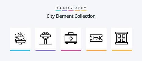 ville élément collection ligne 5 icône pack comprenant pont. slogan. appartement. signe. en voyageant. Créatif Icônes conception vecteur