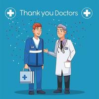 Médecin professionnel et personnages avatars paramédicaux vecteur