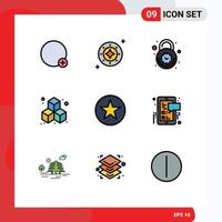 9 Créatif Icônes moderne panneaux et symboles de préféré boîte étoile Sécurité fermer à clé modifiable vecteur conception éléments